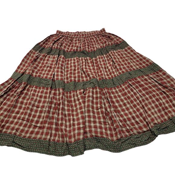 Vintage St Johns Bay plaid flannel maxi skirt peasant cottagecore red plaid fall - Picture 1 of 5